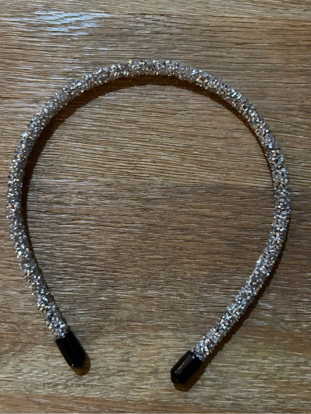 Set of 2 Crystal Rhinestone Headbands Black & Silver Sparkle Hair Accessories